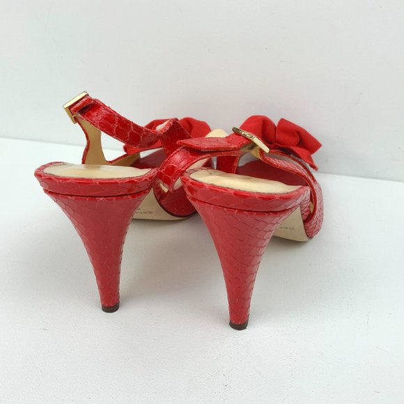 Kate Spade New York  Scarlet Red Slingback Heels Pumps Italy Sz 9 - Picture 15 of 16